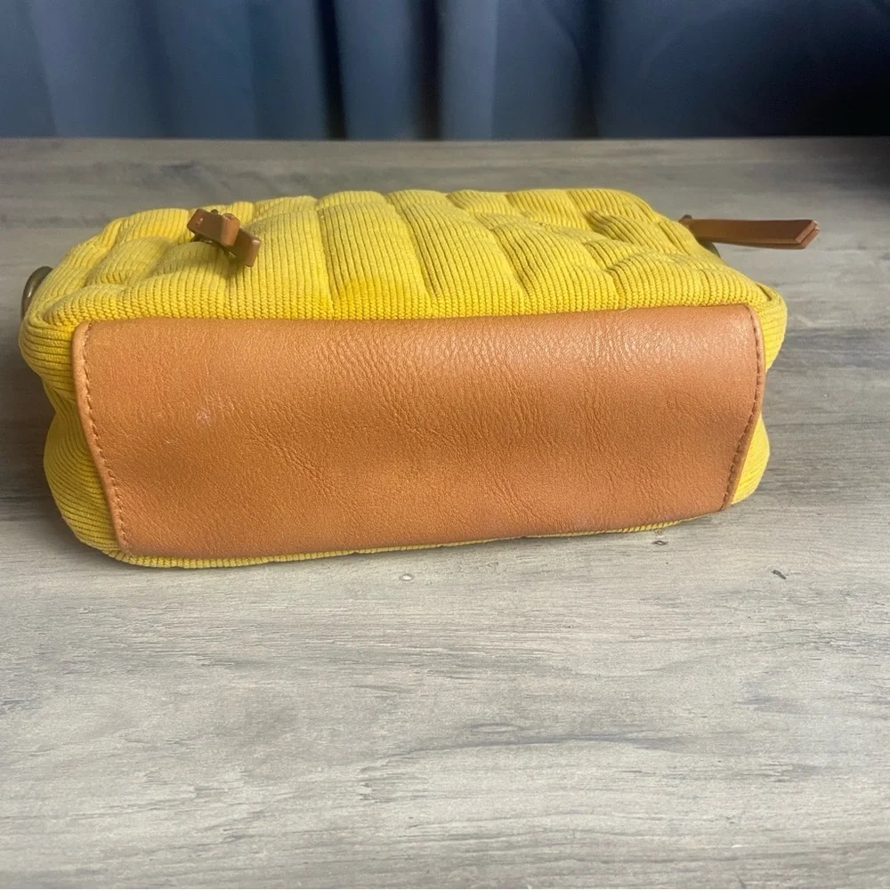 Mustard Yellow Quilted Corduroy Women's‎ Clutch Bag